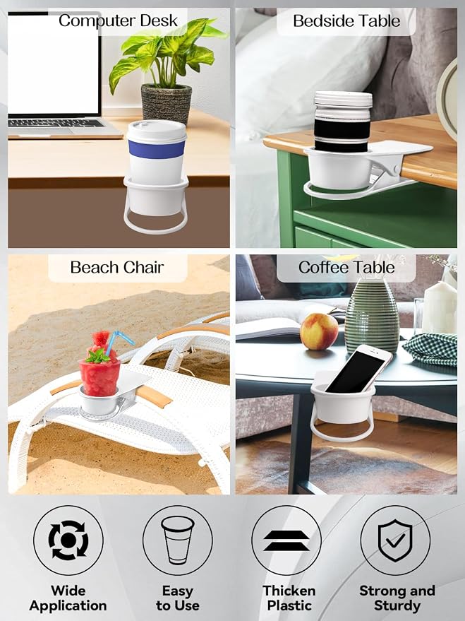 3PCS Drinking Cup Holder Clip, Kalolary Chair Desk Bottle Cup Stand DIY Glass - Image 7