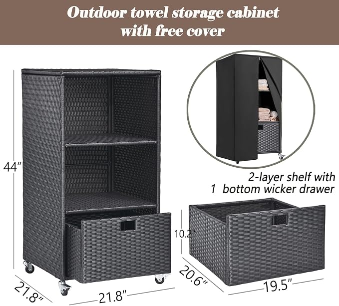 Outdoor Towel Rack for Pool Outdoor Pool Towel Storage Cabinet - Image 2