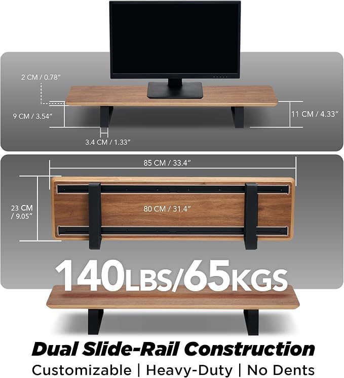 Moodular Wooden Monitor Stand 33.4” Desk Organizer - Image 4