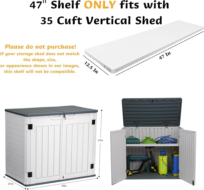 EHHLY 35 Cuft Outdoor Storage Shed Shelf, Outdoor Storage Cabinet Shelves - Image 2