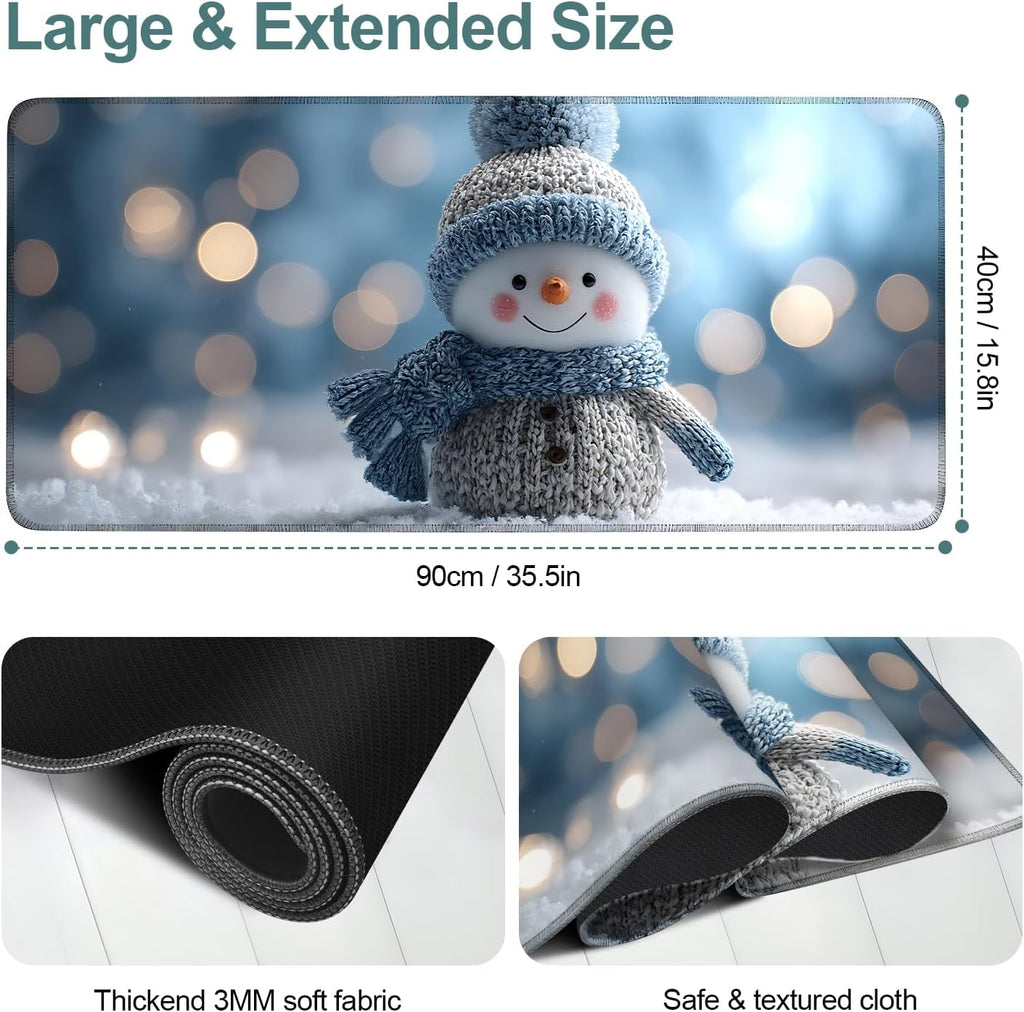 Christmas Snowman Extended Gaming Mouse Pad 35.4x15.7Inch Large Desk