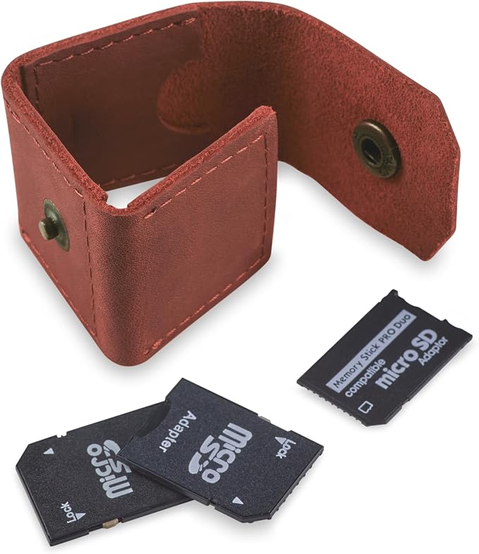 Leather SD Card Holder Keychain, SD Card Case Key Fob, Micro SD Card Holder - Image 4