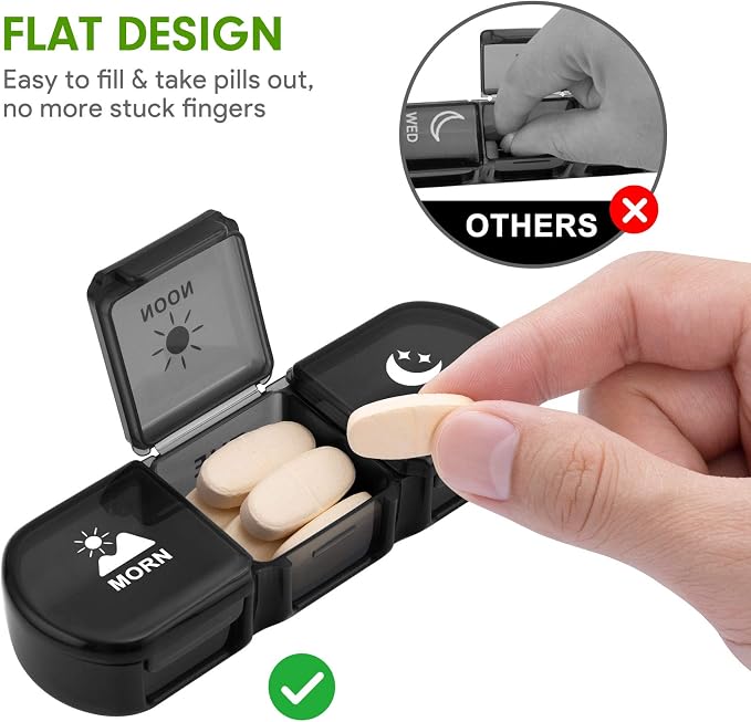 Pill Organizer 3 Times a Day, Fullicon Large Weekly Pill Case 7 Day, Daily Pill - Image 4