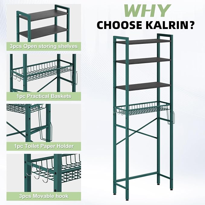 Over-The-Toilet Storage Rack, 4-Tier Bathroom Organizer Shelf Over Toilet - Image 6