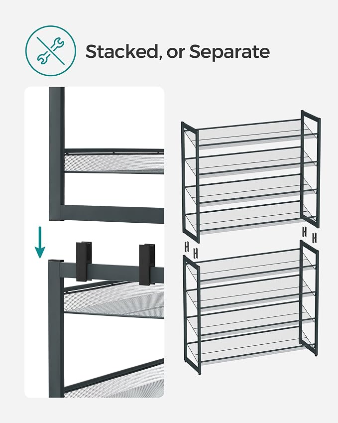 SONGMICS Shoe Rack, 8-Tier Shoe Organizer, Metal Rack - Image 7