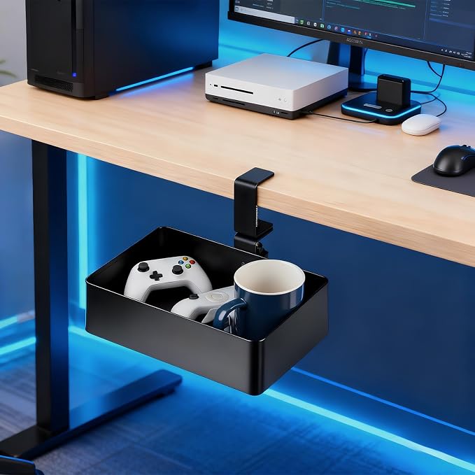 MYITYARD Under Desk Organizer, 360° Rotating Desk Cup Holder Clamp, Clamp on - Image 7