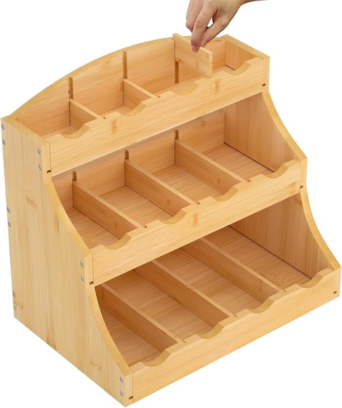 Bamboo Tea Bag Organizer, 3 Tier Vertical Tea Organizer, Tea Holder - Image 4