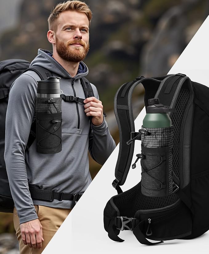Large Water Bottle Holder Pouch Bag, Backpack Water Bottle Holder Mesh Bag - Image 4