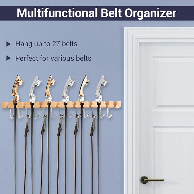 Belt Hanger Organizer for Closet: Ohuhu 2 in 1 Wall Mount Hanger 14 Slots+13 - Image 3
