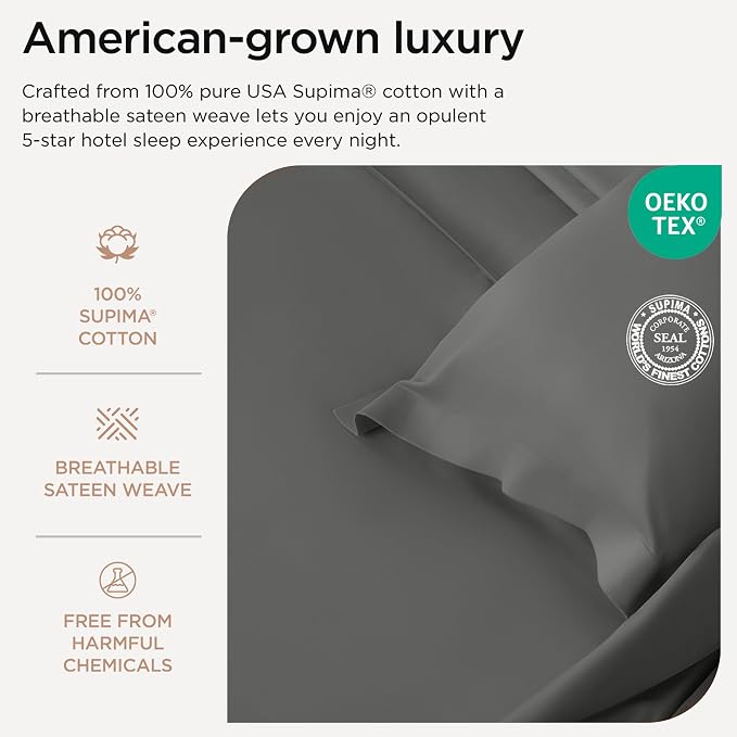 Threadmill California King Sheet Sets |Certified American Supima Cotton Sheets - Image 3