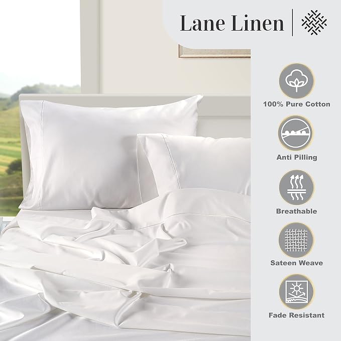 LANE LINEN King Size Pillow Case Set of 2 100% Egyptian Cotton Cases 1000 - Image 5