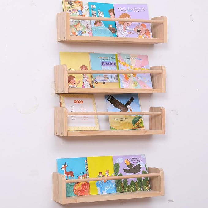 Set of 4 Wall-Mounted Kids Bookshelf - Image 8