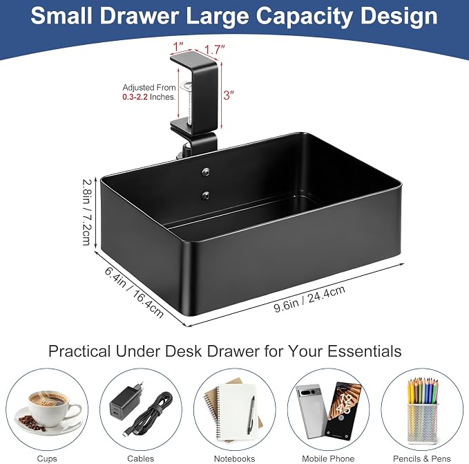 MYITYARD Under Desk Organizer, 360° Rotating Desk Cup Holder Clamp, Clamp on - Image 2