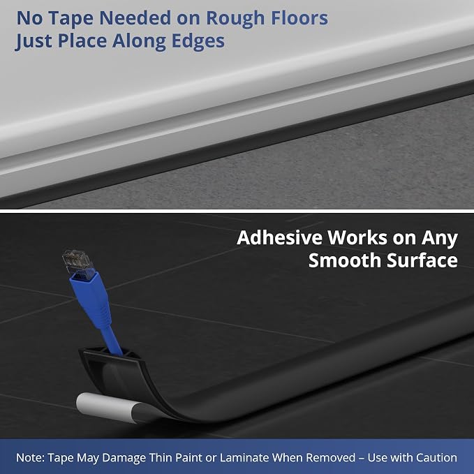 ZhiYo 10ft Cord Covers for Wires on Floor, Cord Hider Floor Hide Extension Cords - Image 6