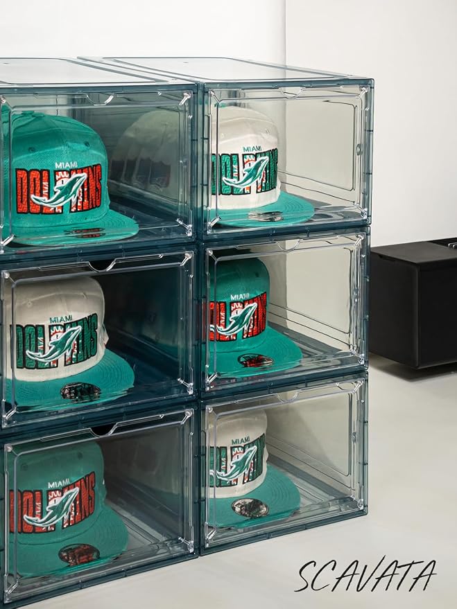 6 Pack Hat Organizer Box, Stackable Clear Baseball Caps Holder Box Containers - Image 7