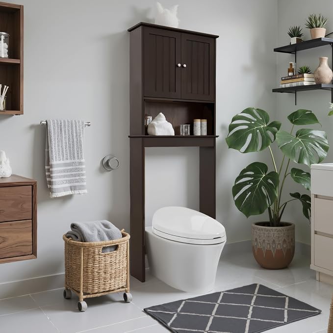 Over The Toilet Storage Cabinet, Behind Toilet Bathroom Organizer by GROZING