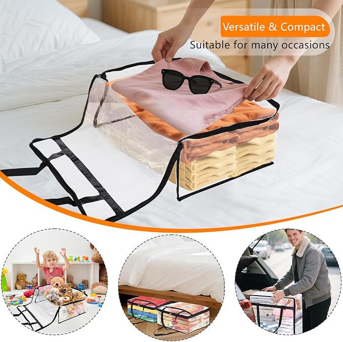 4 Pack Clear Clothes Storage Bags, Vinyl Blanket Storage Bag - Image 6