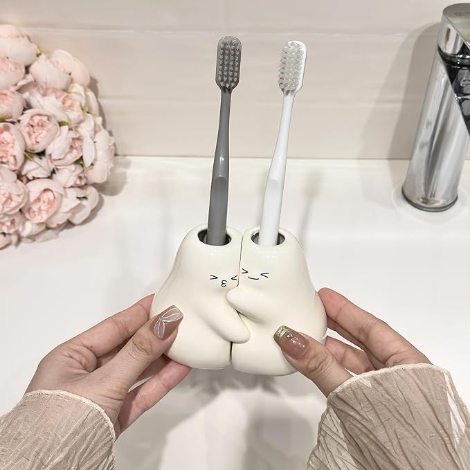 Ceramic Toothbrush Holder for Bathroom, Cute Tooth Brush Holders for Bathroom - Image 2