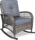 VIVIJASON Outdoor Wicker Rocking Chair, Patio Rattan Rocker Chair by VIVIJASON