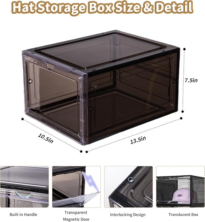 Hat Organizer for Baseball Caps, Transparent Storage Box Hat Holder - Image 3