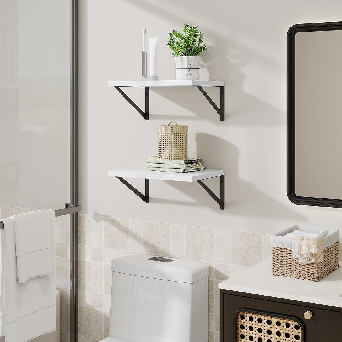 Deep Floating Shelves,16" Wx10 D Floating Shelves for Wall Set of