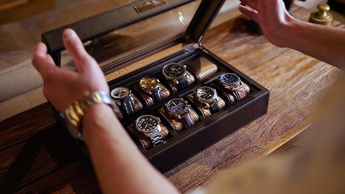 HOUNDSBAY Mariner Watch Box for Large Watches, PU Leather Watch Organizer - Image 6