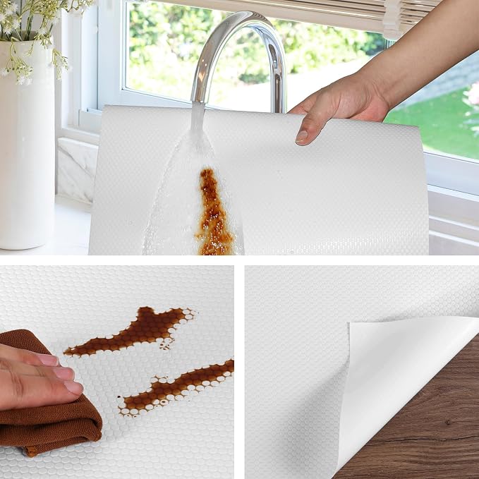 White Shelf Liners for Kitchen Cabinets Non Adhesive Drawer Liner for Bathroom - Image 5