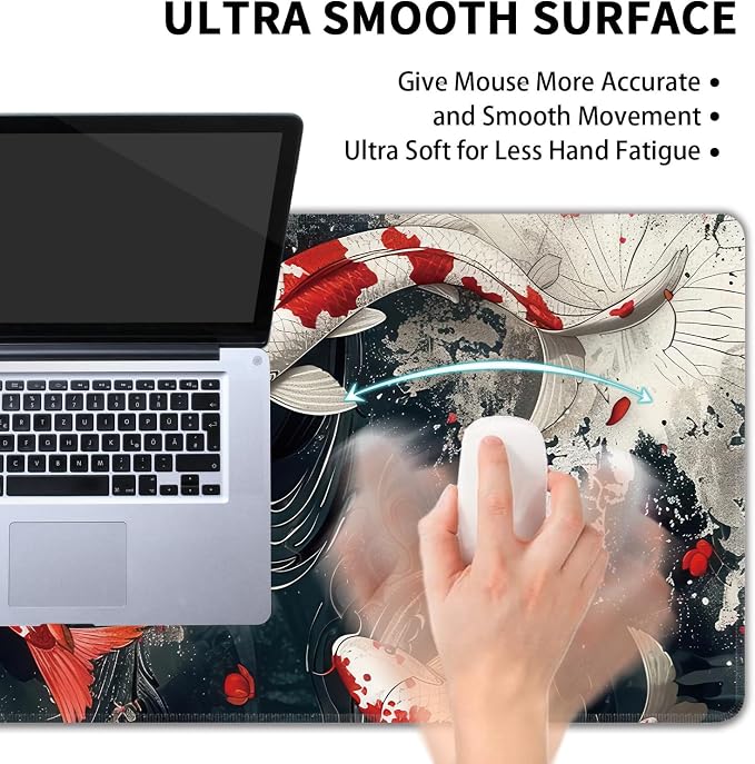 Koi Fish Large Mouse Pad, Gaming Keyboard Desk Pad, Extended Mouse Mat Non-Slip - Image 5