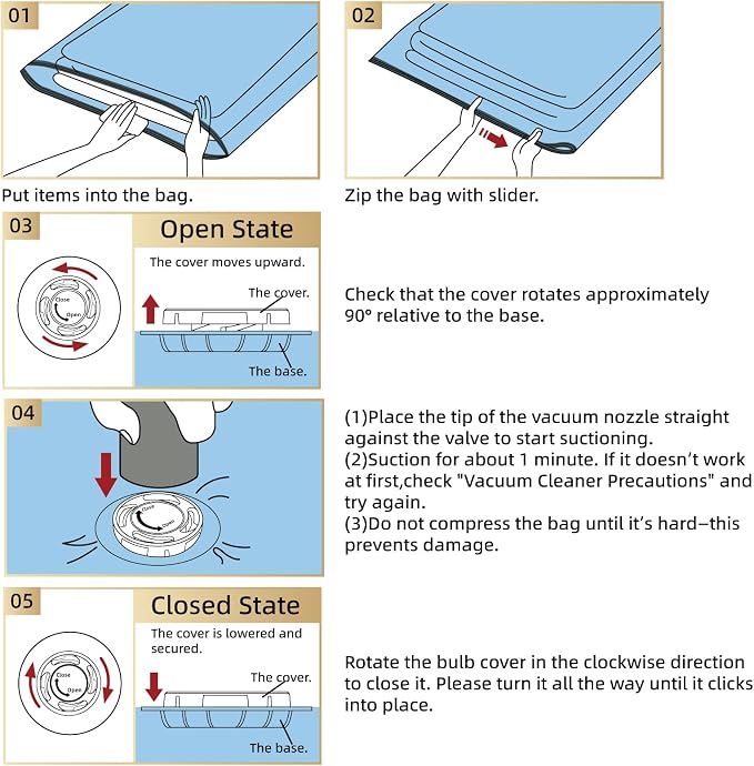 TAILI 4 Pack Vacuum Storage Bags, LONG SIDE ZIP Vacuum Seal Bags - Image 7
