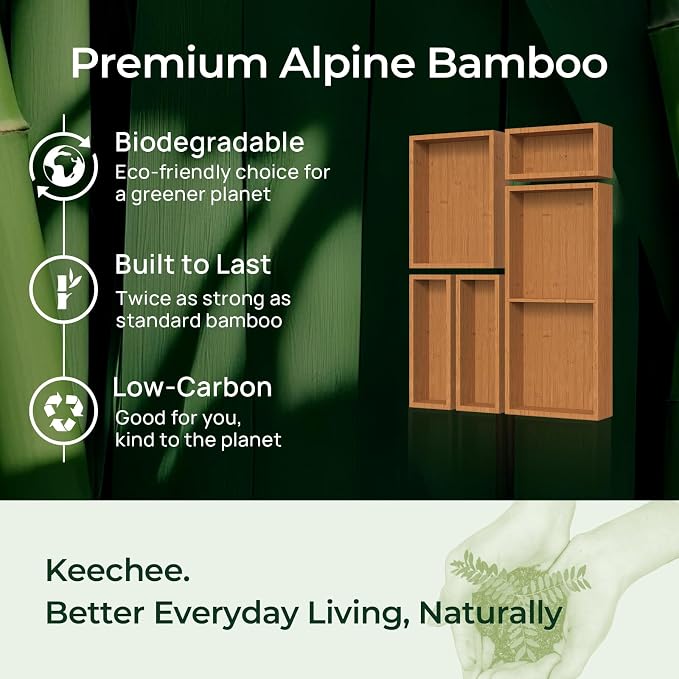 5-Piece Bamboo Drawer Organizer Set, 2.2" Deep Multi-Use Organizers - Image 9