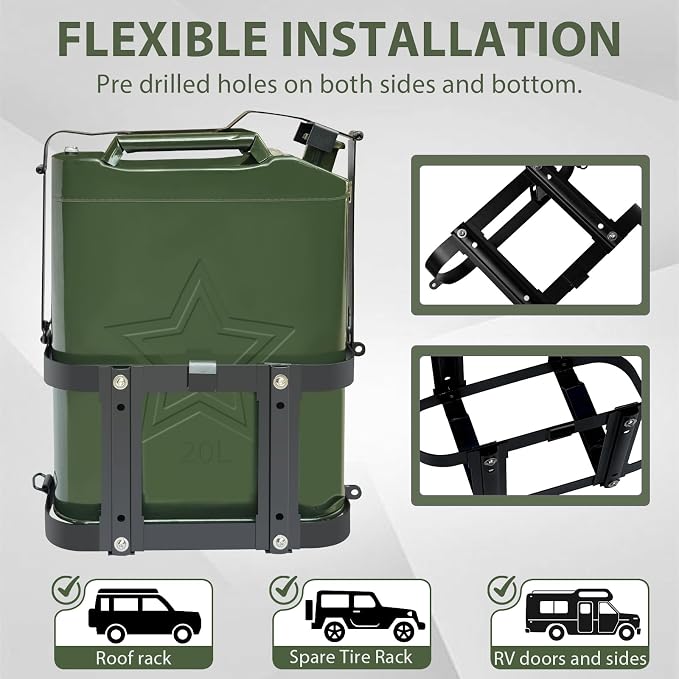 JUST-V Jerry Gas Can Holder 5 Gallon Water Storage Containers Holder Mount Only - Image 2