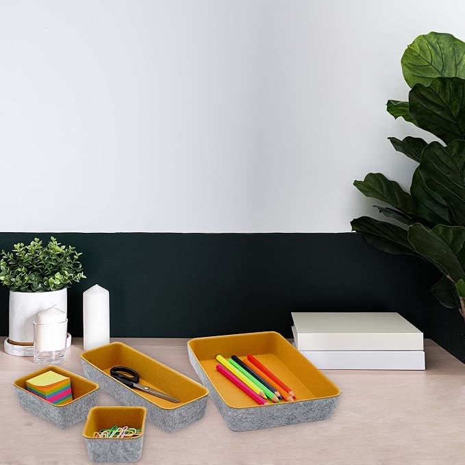 Welaxy desk drawer organizers tray felt storage bin - Image 5