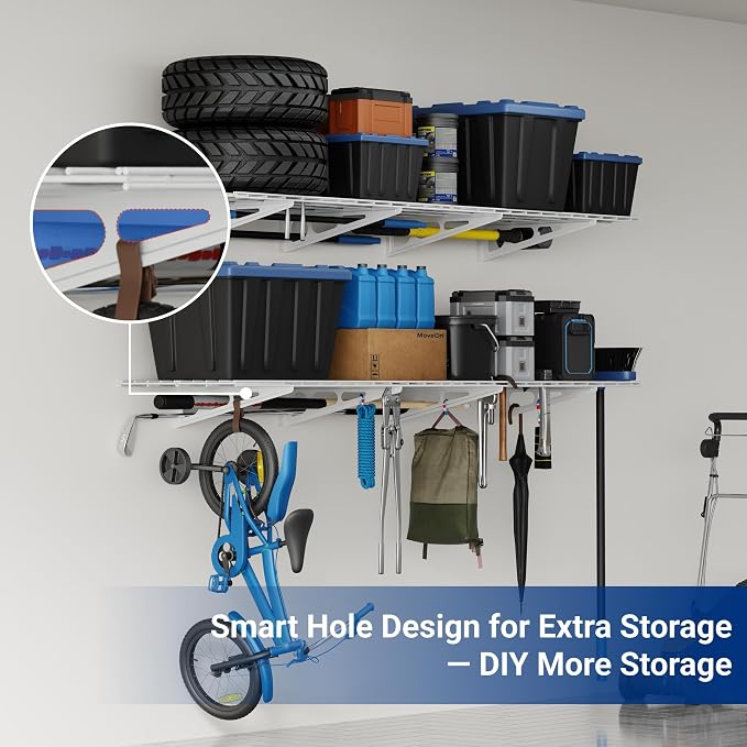 FLEXIMOUNTS 4-Pack 2x4ft 24-inch-by-48-inch Wall Shelf Garage Storage Rack Wall - Image 6