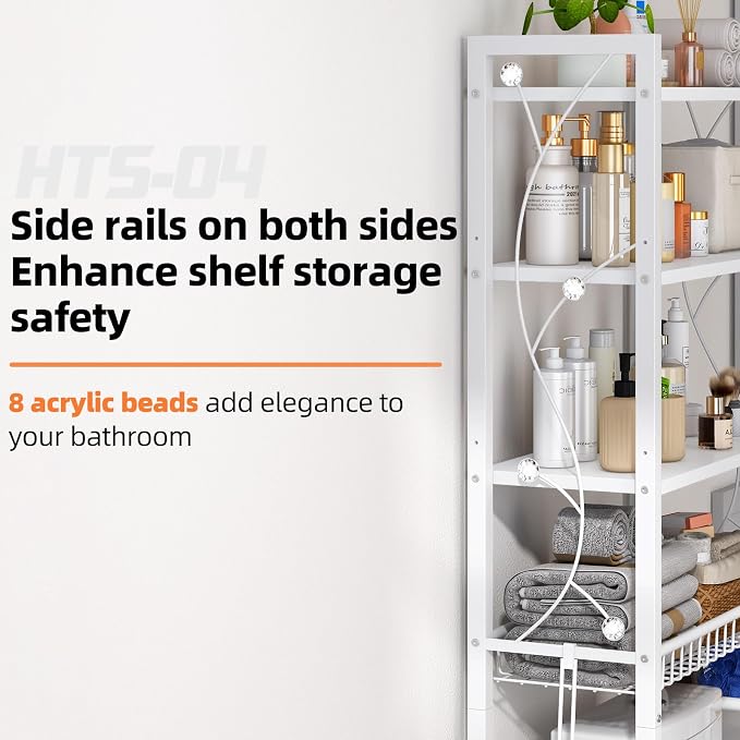 Over-The-Toilet Storage Rack, 4-Tier Bathroom Organizer Shelf Over Toilet - Image 3
