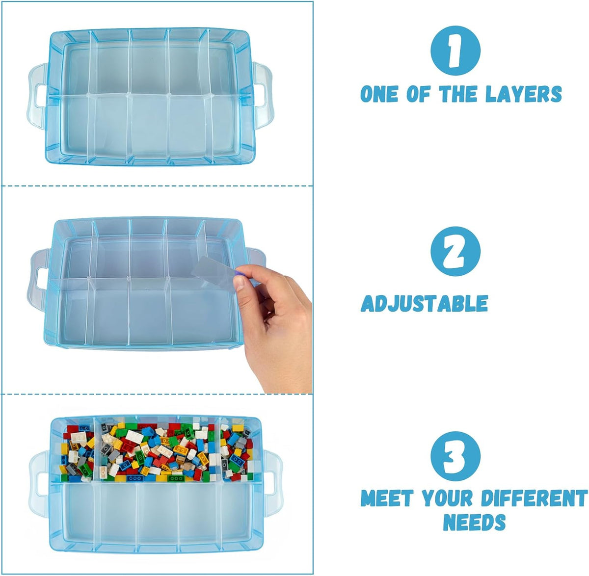 Guyuyii 3-Layer Stackable Craft Storage Box - 30 Adjustable