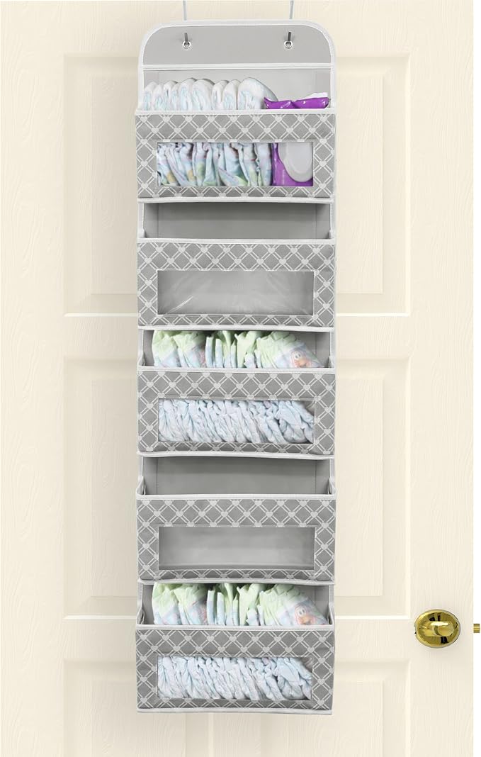Simple Houseware 5 Clear Window Pocket Over Closet Door Storage Hanging - Image 3