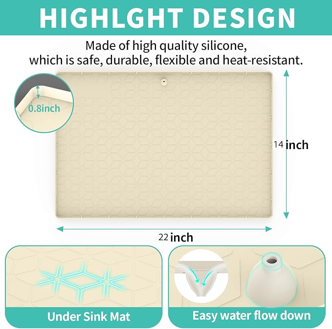 Under Sink Mat, Silicone Waterproof Under Sink Liner, Sink Cabinet Organizer - Image 2