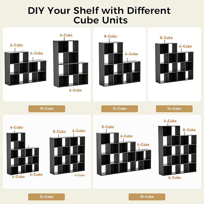 COMHOMA 6 Wood Cube Storage Organizer - Image 6
