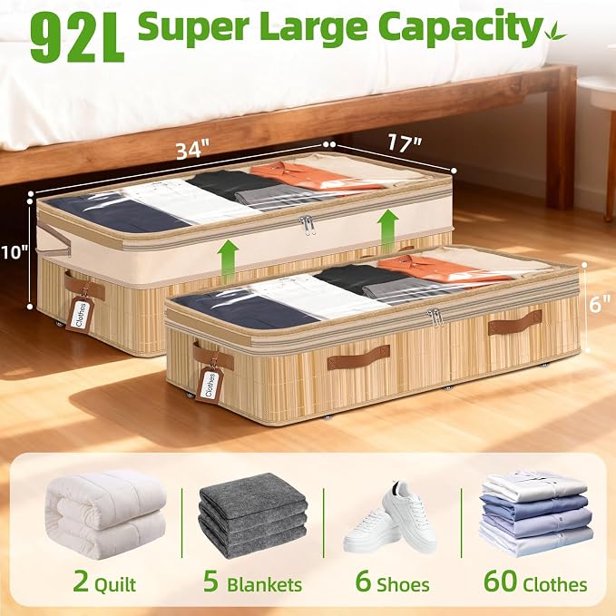 Livole Bamboo Under Bed Storage - Image 5