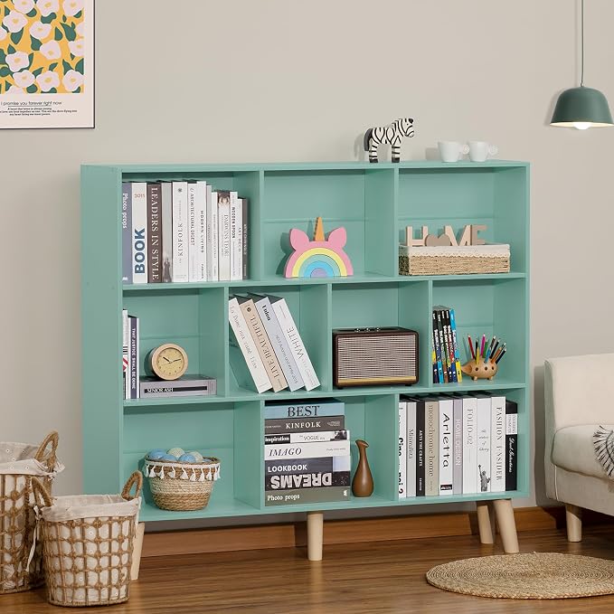 LEYAOYAO 10 Cube Bookshelf, 3 Tier Modern Wide Bookcase - Image 2