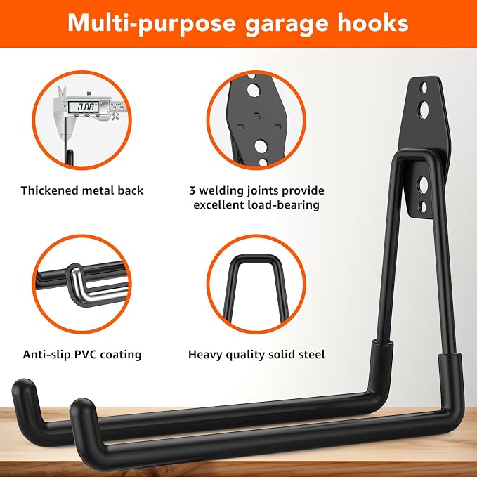 42 Pack Garage Hooks with Anti-Slip Coating Heavy Duty Wall Mount Hooks - Image 3