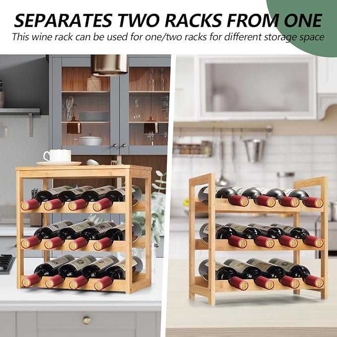 Wine Rack 24-Botttle Freestanding Floor, 6-Tier Wine Rack Shelf - Image 3
