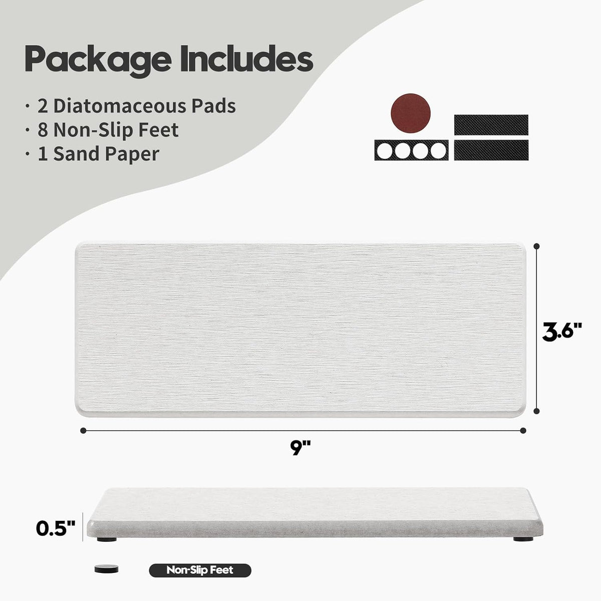 2PCS Beige Bathroom Sink Vanity Trays, Water Absorbing Diatomite Stone