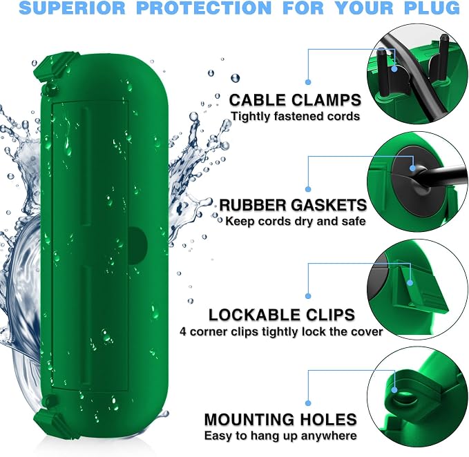 Flemoon Outdoor Extension Cord Safety Cover, IPX4 Weatherproof Electrical Box - Image 8