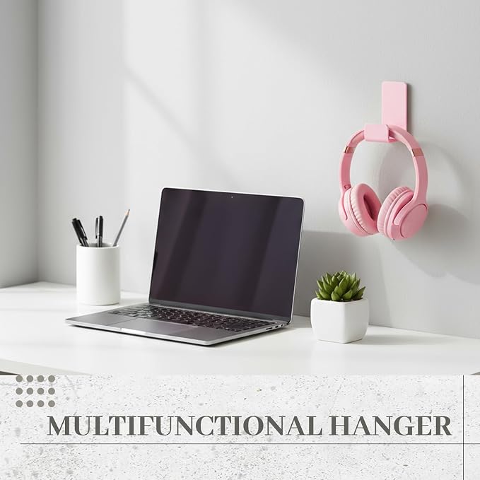 Weewooday 4 Pieces Headphone Hanger Holder Desk Adhesive Headphone Hook Wall - Image 6