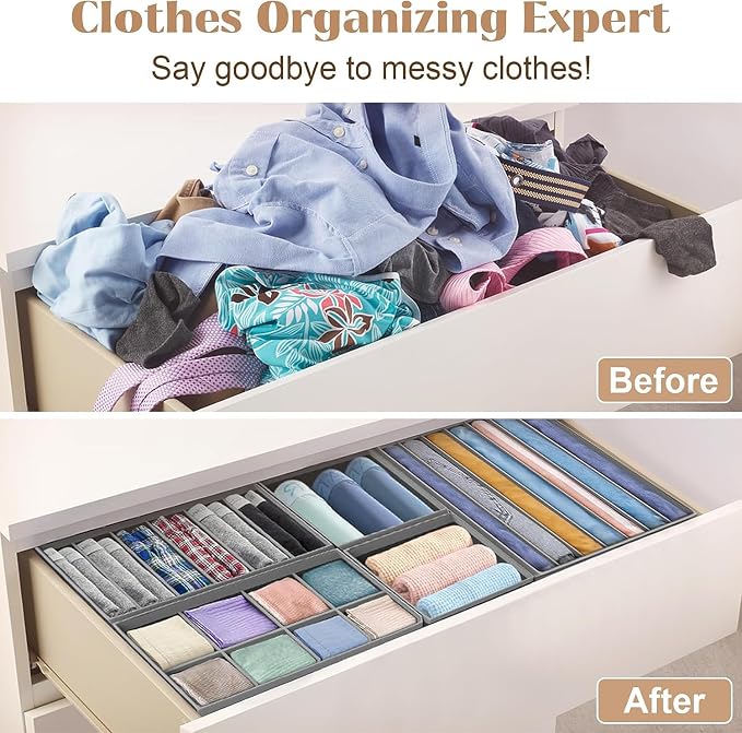Dresser Drawer Organizer 8 Pack Clothes Underwear Sock Storage Pink Drawer - Image 3