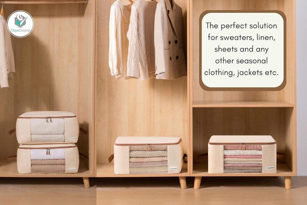 2 Pack Canvas Storage Bags Designer Organizer for Clothing - Clothes