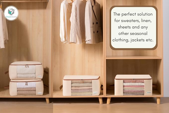 Canvas Clothing Storage 2 Bags Clothes Organizer folding fabric bags - Image 8