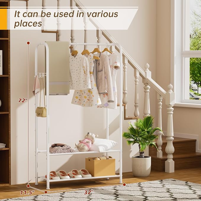 Clothes Garment Coat Rack Drying Clothing Racks Metal Freestanding - Image 5