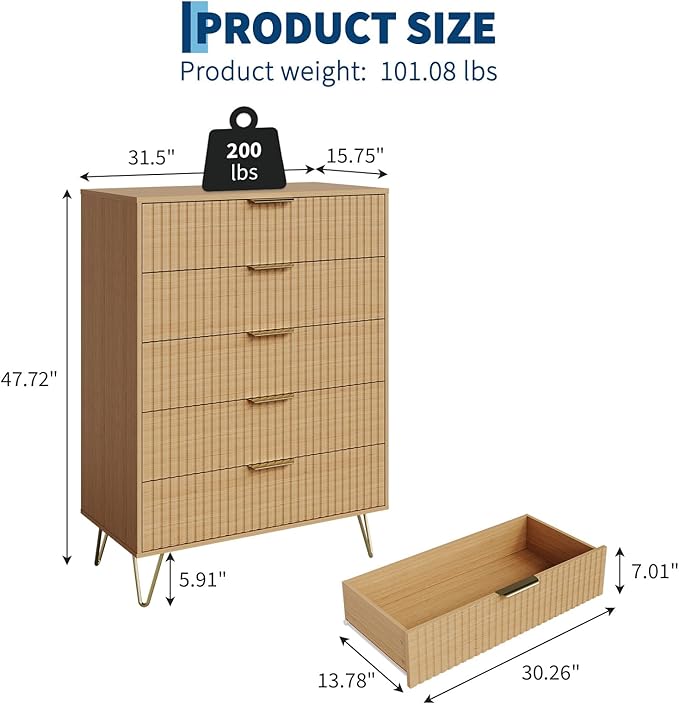 Garvee Fluted Dresser for Bedroom - Image 2